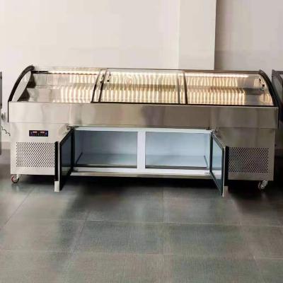 China Compressor Customized Stage Type Stainless Steel Refrigerator Table Top Stainless Steel Refrigerator Seafood Freezer for sale