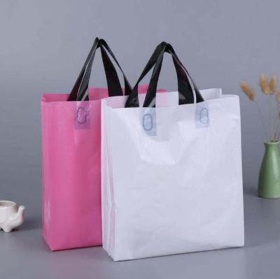 China Buying Custom Printed Goods Punch Die Cut Customer Clear Plastic LDPE HDPE Handle Bag for sale