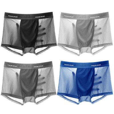 China Mesh Mens Breathable Ice Silk Antibacterial Sexy Boxers Factory Price Underwear Brief Shorts for sale