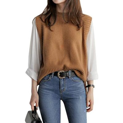 China Anti-pilling New Design Ladies Fashion Knitted Sleeveless V-Neck Women Sweater Vest Ladies Sweaters for sale