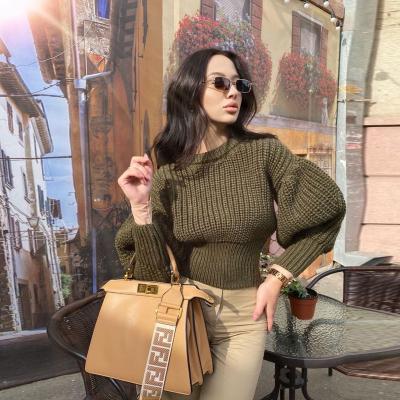 China 2022 Women's Sweater Anti-pilling Long Sleeve Oversized Ladies Knitted Sweater Tops Crewneck Sweater Plus Size for sale