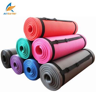 China Yoga Actearllier Exercise Fitness 1/2-InchExtra 71-Inch Thick Long NBR Relieve High Density Foam Yoga Mat for sale