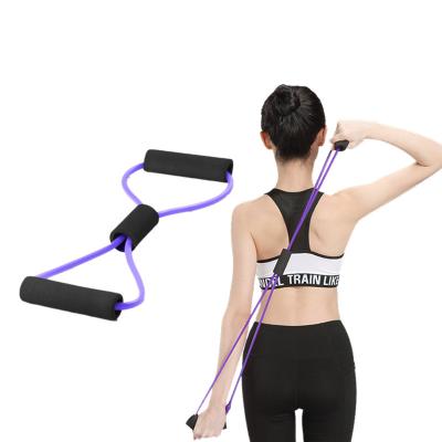 China Durable Strength Training Resistance Figure 8 Chest Bodybuilding Expander 8 Shape Resistance Loop Elastic Band With Foam Handles for sale