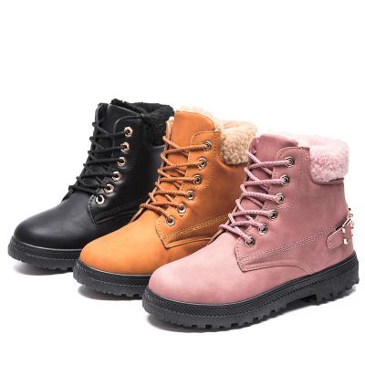 China Flat Hot Selling Woamen Boots PU Lady Winter Shoes Fur Snow Boots for sale