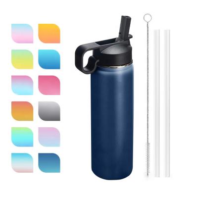 China Sustainable Vacuum Insulated Stainless Steel Double Wall Flask With Custom Logo Powder Coated Wide Mouth Sports Bottle for sale