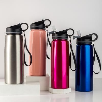 China Custom Brand New Viable Logo Sport Straw Flask Stainless Steel Single Wall Water Bottle With Customer Logo for sale