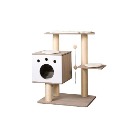 China Viable Tree Cat Climbing Stand With Toy MDF Gray Hot Selling Pillar Cat for sale