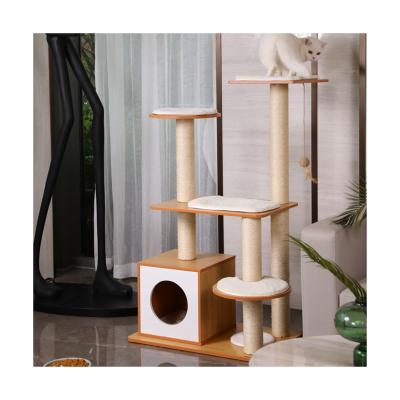 China Factory Supply Viable Yellow Cat Climb Tree Premium MDF Frame Book Shelves for sale