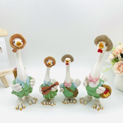 China China Resin Duck Garden Ornaments Beautiful Small Size A Duck Four Family Couple Resin Crafts Home Furnishings for sale