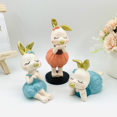 China China Cute Cartoon Resin Rabbit A Set Of Three Bubble Rabbit Girl Resin Opens Home Furnishings Gift Cars And Cake Decorations for sale