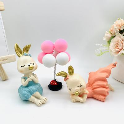 China China Cute Cartoon Resin Rabbit Confessions Balloon Bubble Rabbit Girl Resin Opens Home Furnishings Gift Cars And Cake Decorations for sale