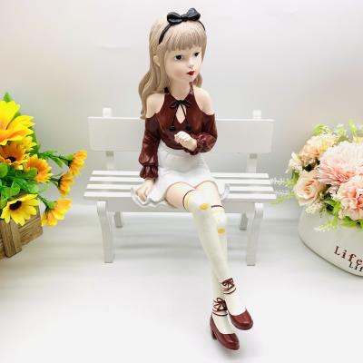 China China Creative Fashionable Bowknot Sitting Style Girl Resin Opens Home Furnishing Gift Souvenir for sale