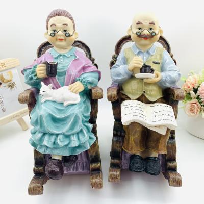 China Europe creative resin open leisure rocking chair old man couples large size elderly furnishing articles wedding gift for sale