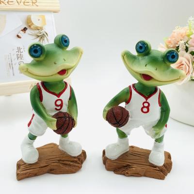 China China Resin Frog Garden Ornaments Play Basketball Frog Resin Opens Ornaments Home Gifts for sale