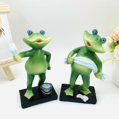 China China Resin Frog Garden Ornaments Take A Shower Frog Resin Opens Ornaments Home Gifts for sale