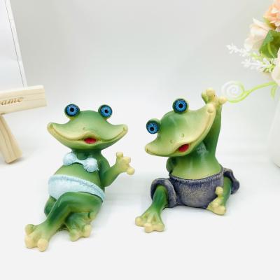 China China Resin Frog Garden Ornaments Leisure Swimming Frog Couple Resin Open Ornaments Home Gifts for sale