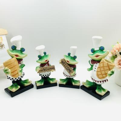 China China Resin Crafts Toothpick Holder Couples Chef Figurine Bar Cafe Home Kitchen Furnishing Articles A Frog Family Of Four Chefs for sale