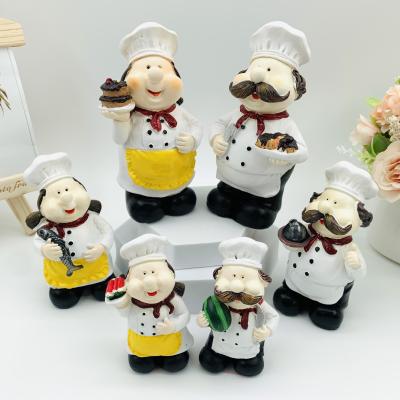 China Europe Resin Opens Large Medium And Small Couples Chef Figurine Bar Cafe Home Kitchen Furnishing Articles for sale