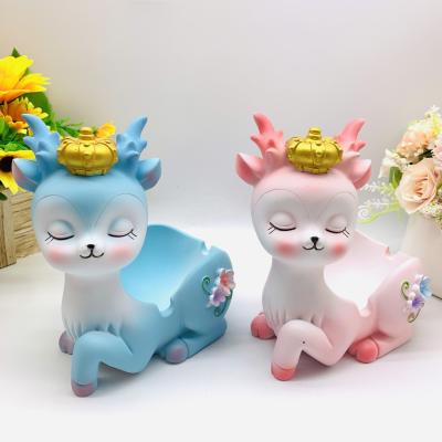 China China Hot Selling Cute Cartoon Deer Furnishing Articles Small Resin Opens Storage, Ashtray, Multifunctional Candy Tray Deer for sale