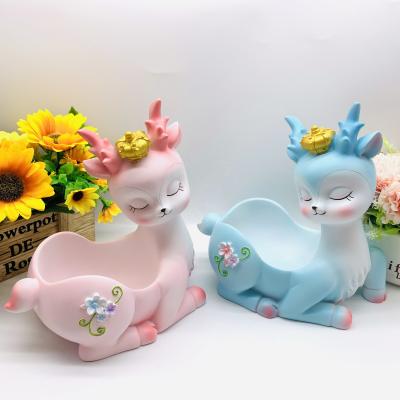 China China Hot Selling Cute Cartoon Deer Furnishing Articles Large Resin Opens Storage, Ashtray, Multifunctional Candy Tray Deer for sale