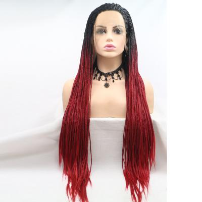 China Wholesale Cheap Body Wave Woman Wig Heat Resistant Fiber Braid Lace Front Wig Synthetic Hair for sale