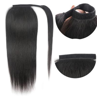 China Body Wave Long Blonde Color Curly Ponytail Wrap Around Straight Clip In Drawstring Ponytail Hair Extension Ponytail For Woman for sale