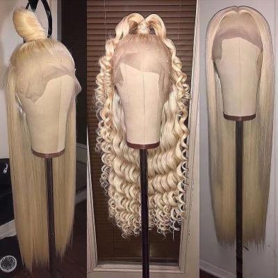 China Body Wave 613 Blonde Lace Front Wigs 100 Virgin Brazilian Straight Unprocessed Human Hair 13x4 Lace Frontal Wig Pre Plucked for sale