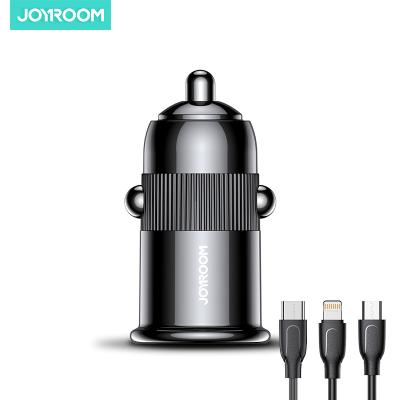 China JOYROOM C-A06 Dual USB CHARGER DC 12-24V Portable High Quality Usb 3.1A Car Charger With Lightning Cable for sale