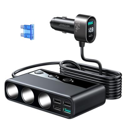 China Palladium QC3.0 USB*4 Electric Auto Cigarette Car Lighter JOYROOM 154W Adapter with Three Sockets Six Ports Car Phone Chargers for sale