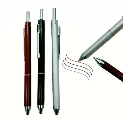 China Office & School Pen Hot Sale 4colors in 1ball pen black and promotion silver metal functional pen for writing multi function pen for sale