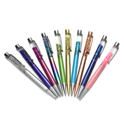 China Portble Custom Multicolor Optional Metal Crystal Rotating Ballpoint Pen For Office Use Crystal Filled Pens for sale