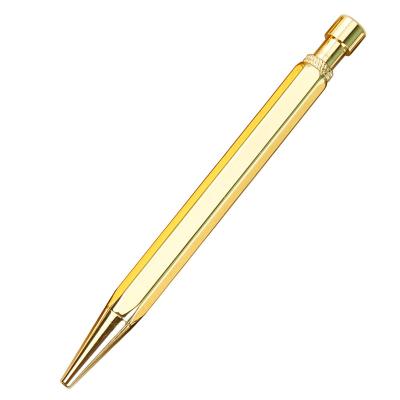 China Nice Writing Feeling Promotional Polygonal Metal Gold Plated Pure Copper Metal Cheap Hexagon Pen Nice Writing Feeling for sale