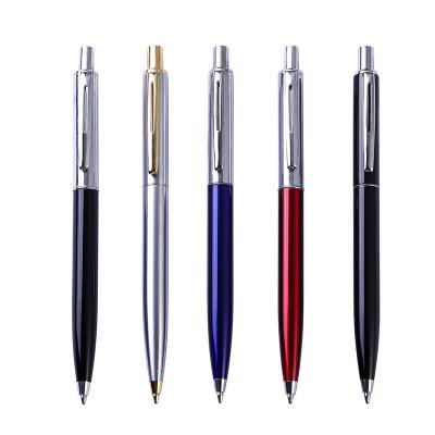 China Smooth writing and click slander promotional cheap thin action gift metal multicolor ballpoint pen for sale