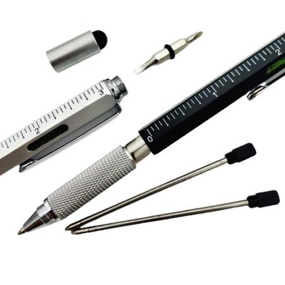 China Hexagon Barrel 6 in 1 Metal Multi Functional Stylus Ballpoint Pen Tool Multi Function Pen with Screwdriver and Ruler for sale