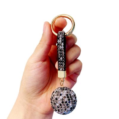 China 2021 fashion portable high quality durable rhinestone key chain shiny cute spherical cute key chain for sale