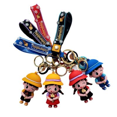 China Portable Custom Cute 3D Logo Cartoon Silicone Keyring 2D Cute Rubber Keychain Boy Girl PVC Soft Key Chain for sale