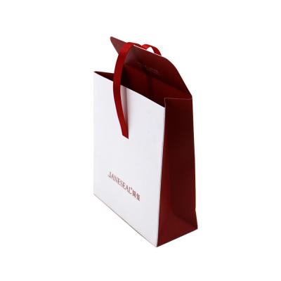 China Recycled Materials Tops Sale Eco Friendly Thank You Gift Mini Custom Packaging Paper Bags With Ribbon Closure for sale