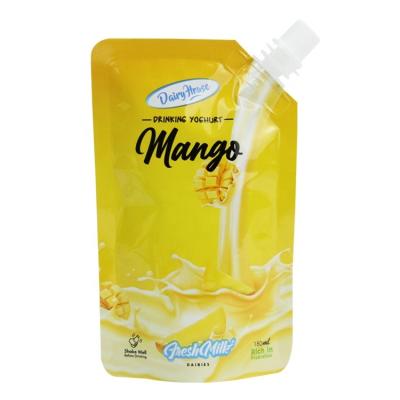 China Manufacturer Plastic Aluminum Foil Mango Fruit Liquid Yogurt Drink Pouch Stand Spout Moisture Proof Pouch for sale