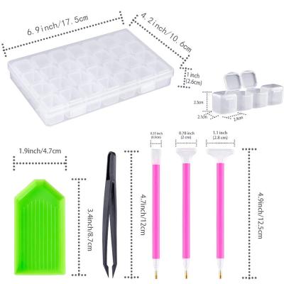 China High Quality Environmental Friendly 5D Diamond Painting Tools Set With Tweezers Pens Storage Box Plastic Dishes for sale