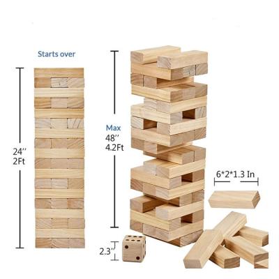 China Best Selling Interesting Timber Tower Stacking Blocks Giant Tumble Tower Timber Wooden Blocks Stacking Tumbling Tower Game Toys for sale