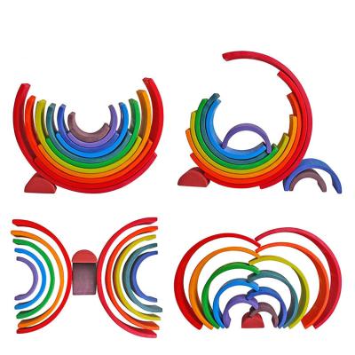 China Interesting 2021 China Made Rainbow Stacking Toy Building Blocks Wooden Rainbow Stacker for sale