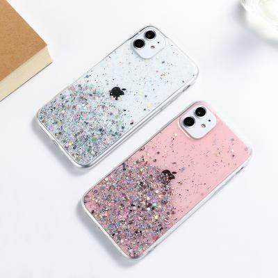 China Factory direct sale iPhone 12 shockproof girl heart starry epoxy glitter powder for iPhone 13 factory wholesale 11/xr phone case pro soft for sale