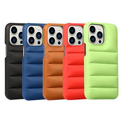 China Shockproof suitable for iPhone 14 bottom high-grade cotton-filled iPhone13pro leather jacket mobile phone case wholesale new protector for sale