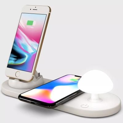 China NEW Wireless Charger 15W Mushroom Light Modern Night Light Fast Charging Mobile Phone 3 in 1 for iPhone Type-C Mobile Phone 5pin Micro for sale