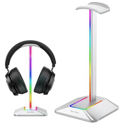 China High Quality Aluminum RGB Earphone Stand With Left Desk Gaming Headset Charging Stand With USB Hub for sale