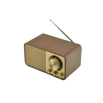 China Home Office Small Retro FM Speaker Subwoofer Radio Portable Wooden Wireless Radio Speaker for sale