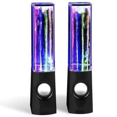 China 2PCS LED Mobile Phone Dancing Water Music Fountain Light Speakers Portable Desktop MP3 Stereo Cable Speaker for sale