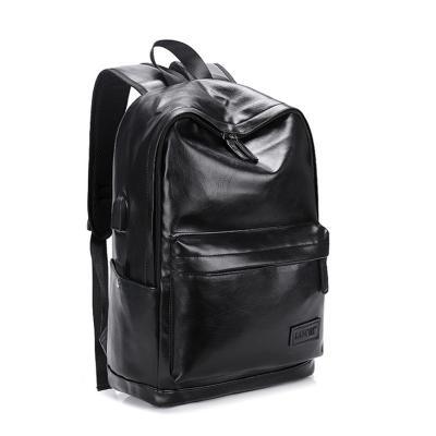 China With USB New Arrival Custom Waterproof Men Fashion Black Vegan Leather Backpacks Travel College Anti Theft Bag Leather Backpacks Man for sale