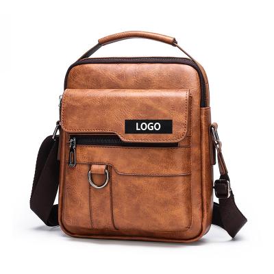 China High Quality Customized LOGO Waterproof Mens Bags Messenger Cross Shoulder - PU Leather Messenger Bag For Business Small Body Office Briefcases for sale