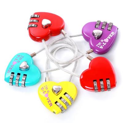 China Red Heart Promotional Wholesale Red Promotional Gift Combination Lock Love Lock Padlock for sale